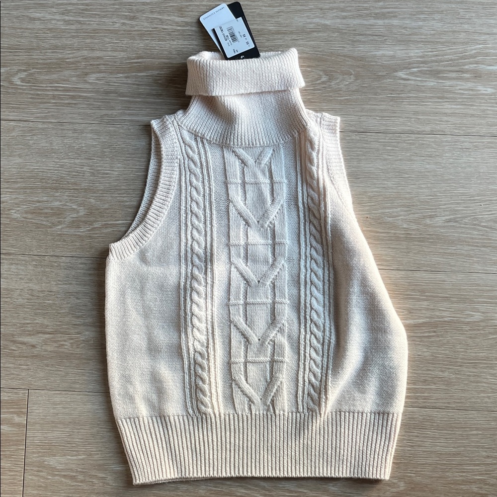 Armani Exchange Ivory Cable Knit Turtleneck